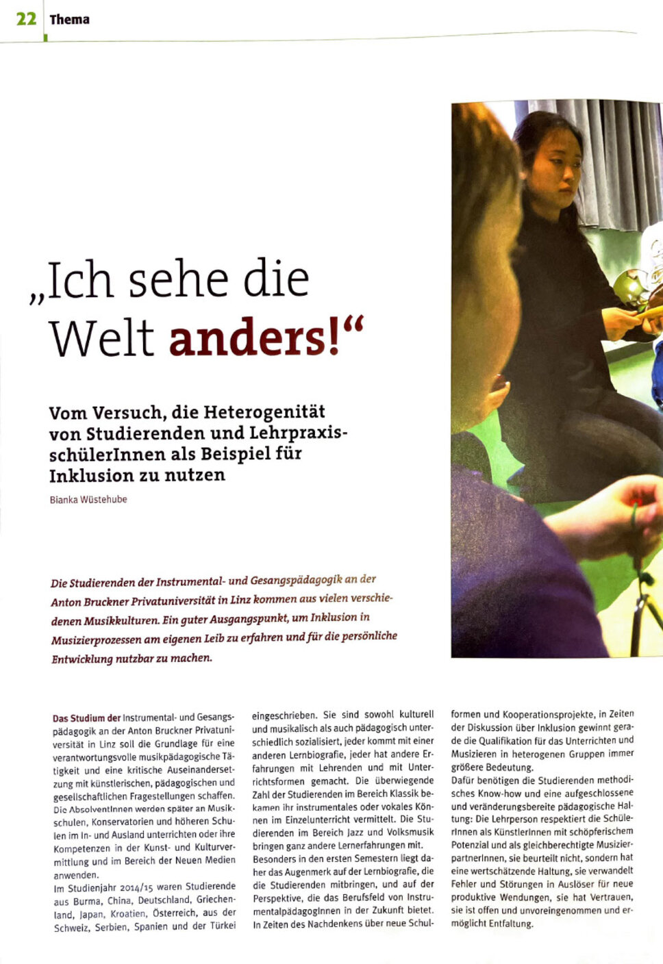 Screenshot Artikel Ich sehe die Welt anders