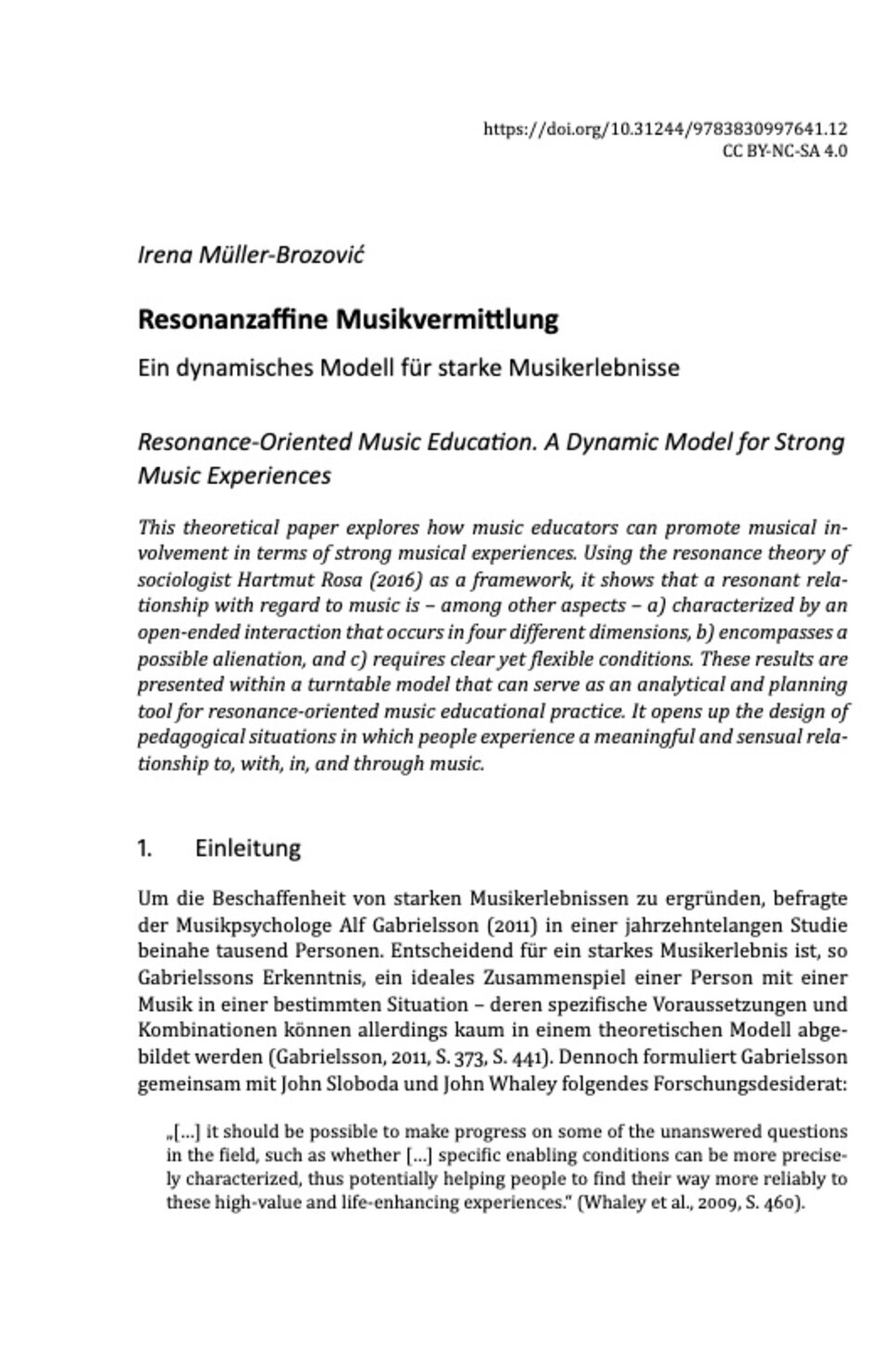Screenshot Artikel Resonanzaffine Musikvermittlung