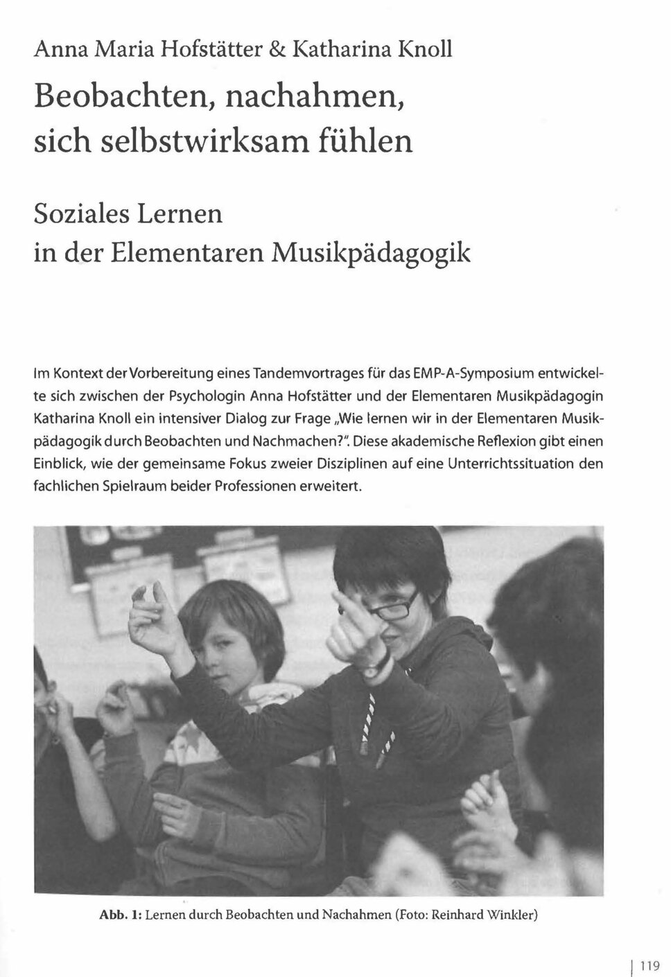 Screenshot Artikel Soziales Lernen in der EMP 