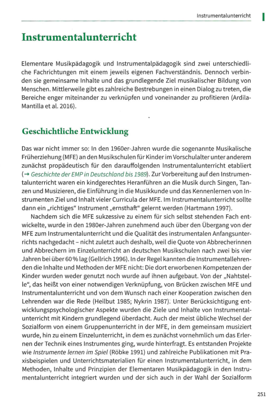 Screenshot Artikel Instrumentalunterricht