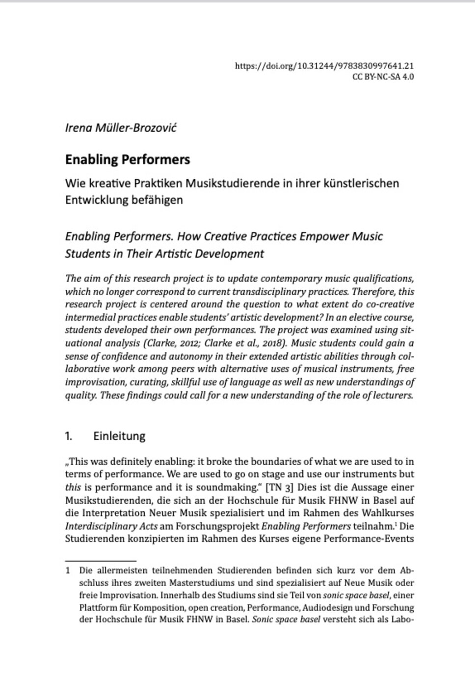 Screenshot Artikel Enabling Performers